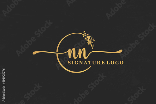 golden signature initial letter nn. golden signature Handwriting vector logo design illustration image photo