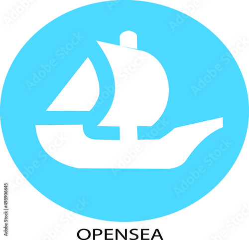  OpenSea logo symbol.New trend in collectibles sales. Vector illustration.Internet platform.
 photo
