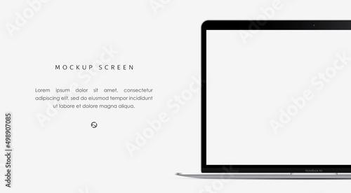 Realistic laptop screen mockup. Ready layout for your design. Vector illustration with high detail.	