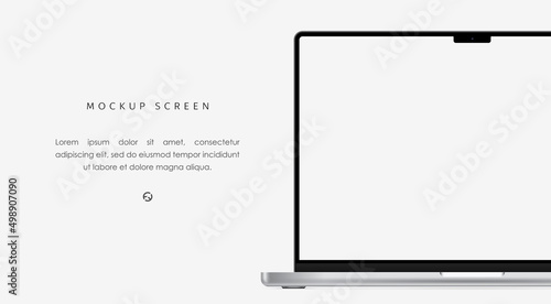 Realistic laptop screen mockup. Ready layout for your design. Vector illustration with high detail.	 photo