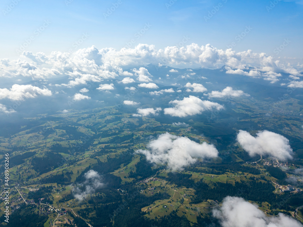 High flight in the mountains of the Ukrainian Carpathians. Aerial drone view. High flight in the mountains of the Ukrainian Carpathians. Aerial drone view.