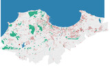 Algiers map. Detailed map of Algiers city administrative area. Cityscape urban panorama.