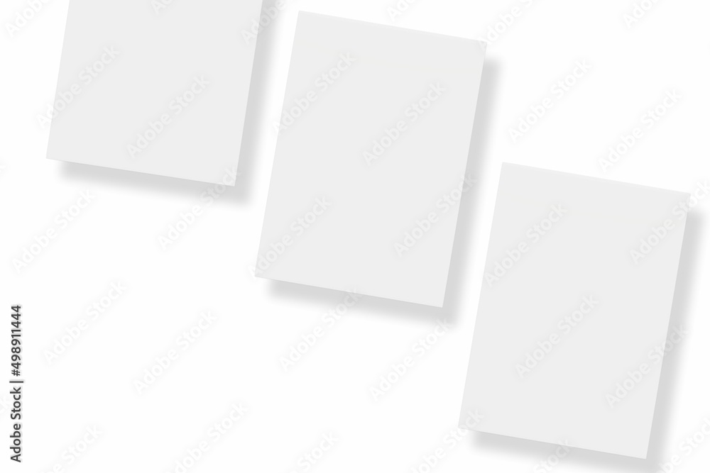 Blank paper illustration for mockup. Flyer or poster. 3D Rendering. Blank paper illustration for mockup. Flyer or poster. 3D Rendering.