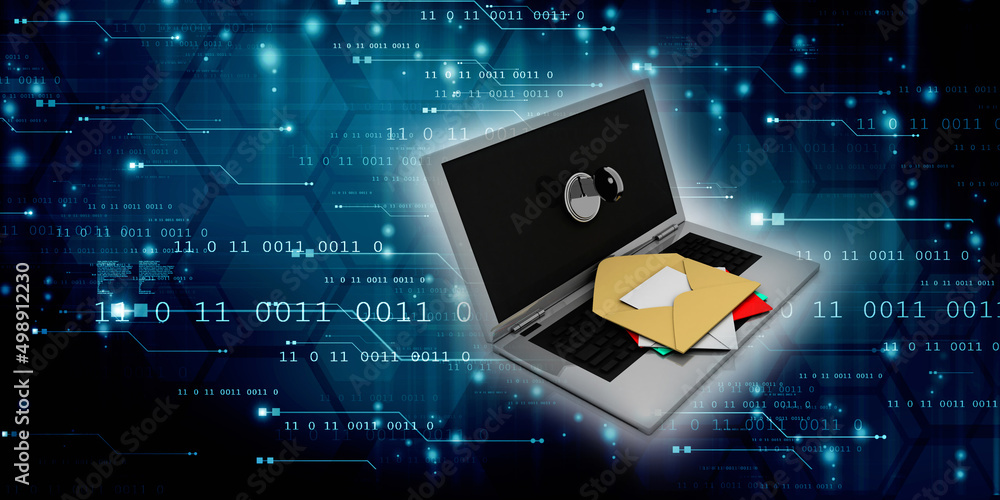 3d rendering laptops with mail envelops 3d rendering laptops with mail envelops