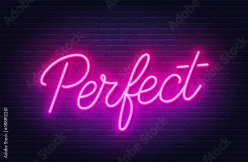 Perfect neon sign on brick wall background