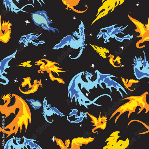 Dragon War seamless pattern