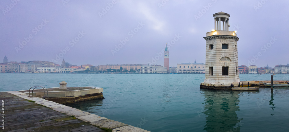 View from San Giorgio Maggiore in the early September morning. Venice, Italy