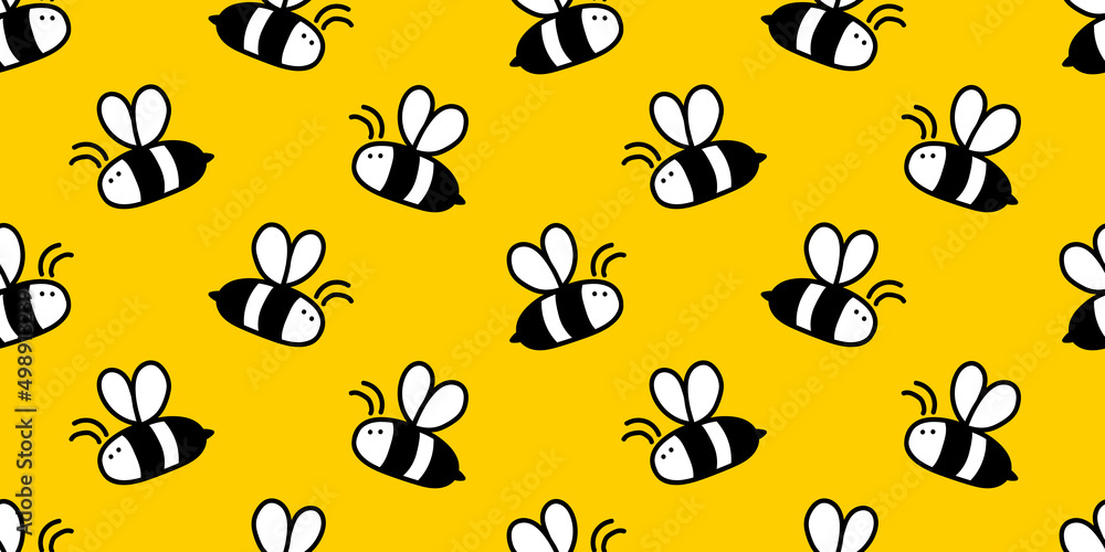 Small cute honey bee hand drawn seamless vector background Small cute honey bee hand drawn seamless vector background