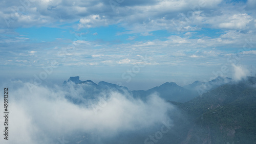 Cloudy view from the top of the Corcovado Mountain in Rio de Janeiro  Brazil.