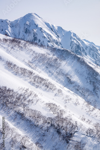 山岳風景　雪に覆われた山脈