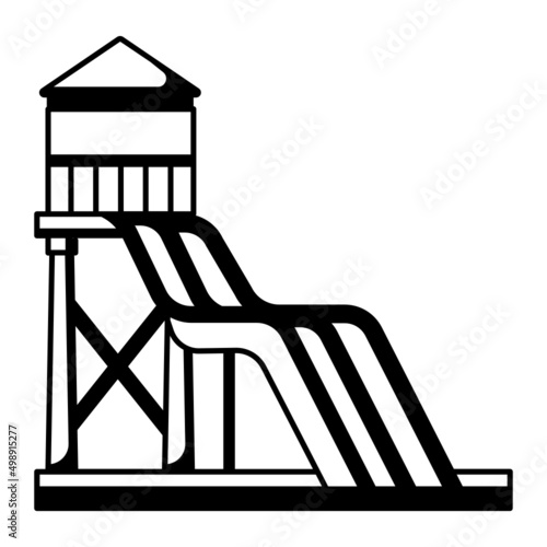 flume or water chute vector icon design, water world symbol, recreation play ground Sign, Amusement or theme park stock illustration, water slide Concept,  