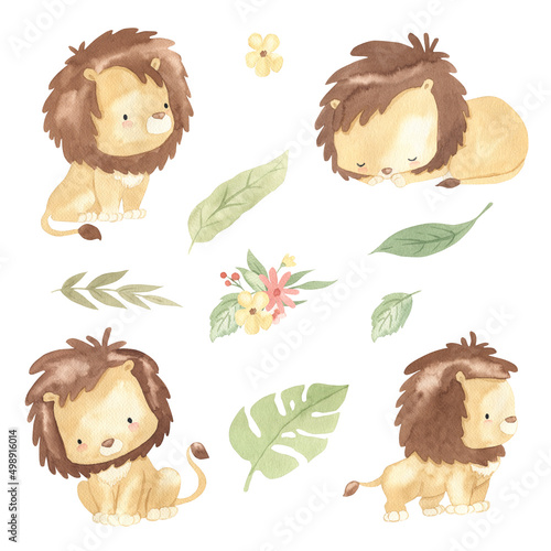 Photography Lion watercolor safari animal