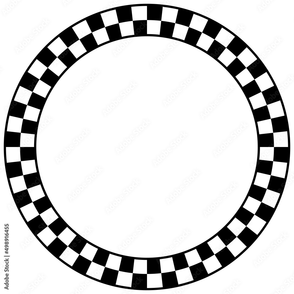 Abstract checkered round frame. Circle frames with chess patterns ...