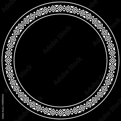 Abstract Aztec frame. Black circle frames with tribal patterns. Vector Illustration. Border template.