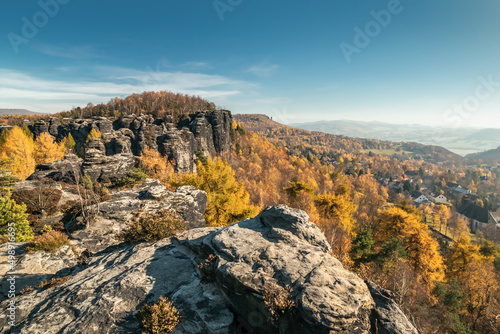 Tyssaer Wände in der Böhmischen Schweiz - Aussicht Hoher Schneeberg bis Tyssa photo