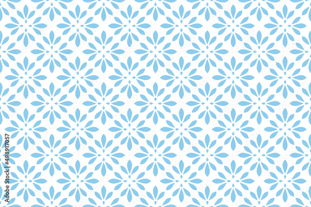 Flower geometric pattern. Seamless vector background. White and blue ornament Flower geometric pattern. Seamless vector background. White and blue ornament