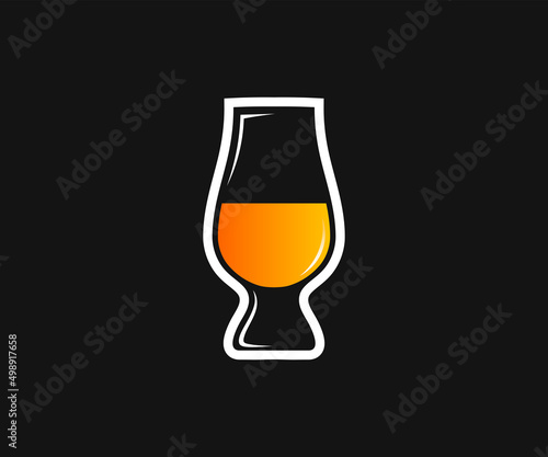 Glencairn Whisky Glass Vector, Creative illustration of Whiskey Glass Vector Icon.