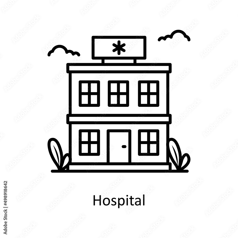 Hospital vector Outline Icon Design illustration. Medical And Lab Equipment Symbol on White background EPS 10 File Hospital vector Outline Icon Design illustration. Medical And Lab Equipment Symbol on White background EPS 10 File