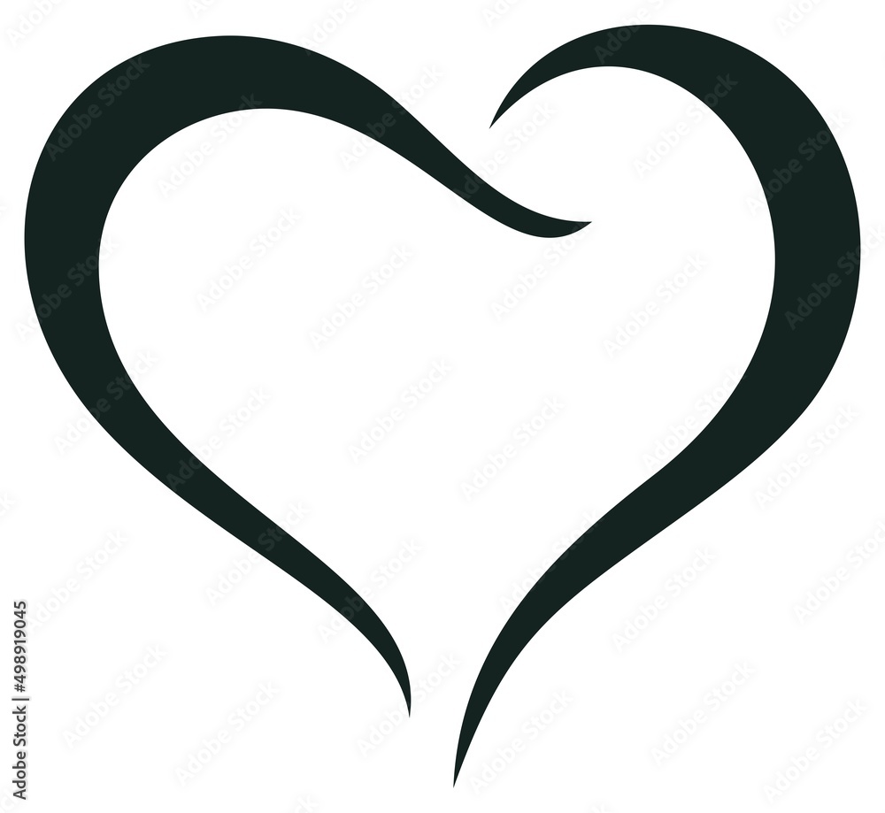 Herz Vektor in schwarz. Abstrakte kurvige Foto Rahmen illustration. Weißer isolierter Hintergrund. Herz Vektor in schwarz. Abstrakte kurvige Foto Rahmen illustration. Weißer isolierter Hintergrund.
