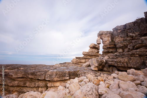 The rocky coast of Bagirganli village of Kandira district. photo