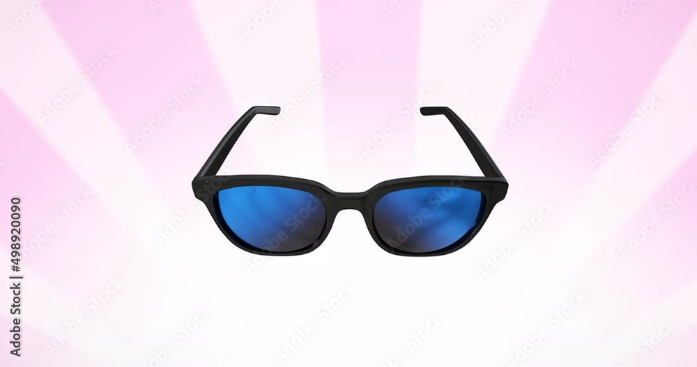 Animation of glasses over pink striped background Animation of glasses over pink striped background