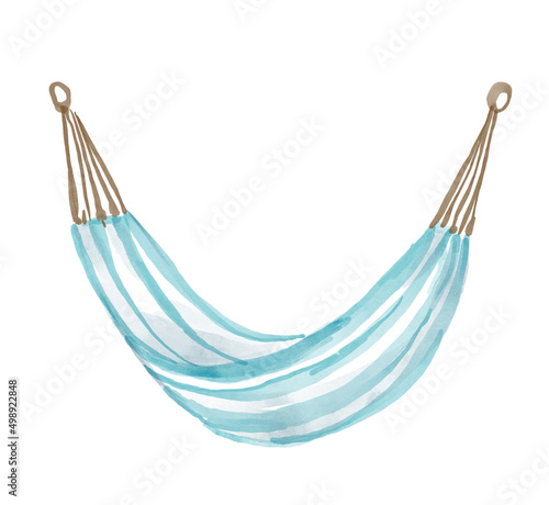 Watercolor strip hammock. Hand-drawn illustration isolated on the white background