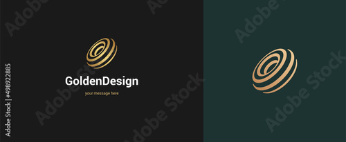 Vector abstract wire torus logo emblem design elegant modern minimal style vector illustration. Premium business geometric logotype symbol for corporate identity.