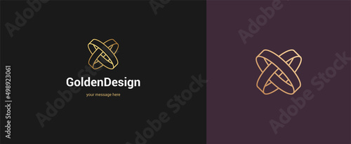 Vector abstract line rings logo emblem design elegant modern minimal style vector illustration. Premium business geometric logotype symbol for corporate identity.
