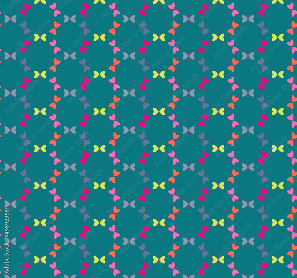 Bright and multicoloured butterfly seamless pattern. Pretty butterflies flying in circles. A simplistic minimal  circular pattern.