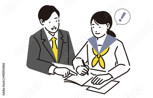 学習塾で勉強をする中学生の女の子