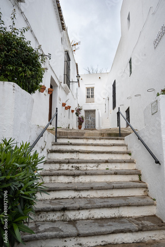 Stairs on the street of a traditional white village in south Spain