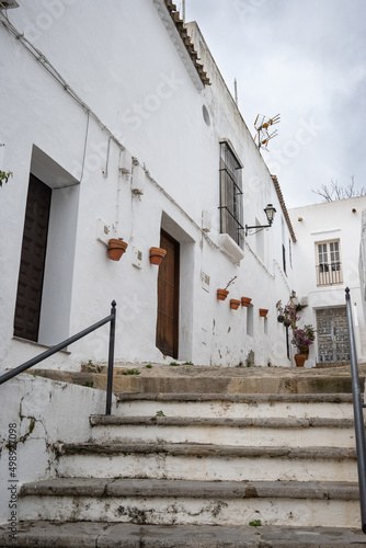 Stairs on the street of a traditional white village in south Spain