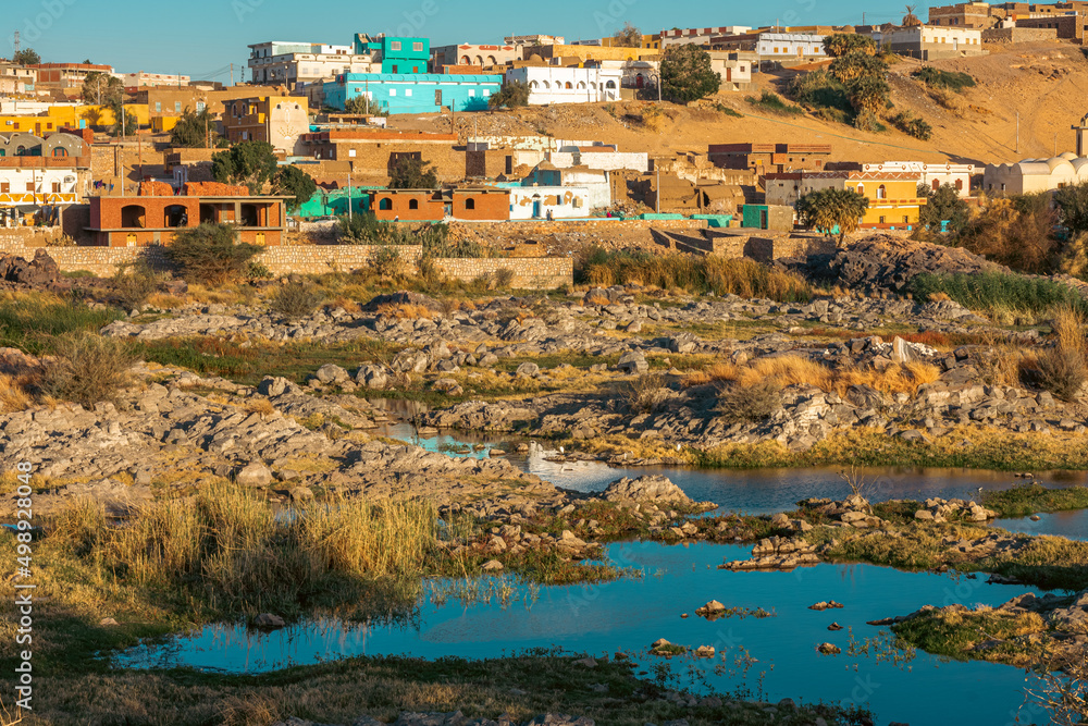 Fototapeta premium view of the Nubian village in the morning