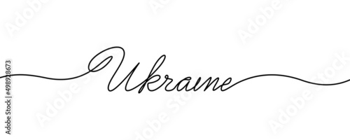 Hand drawn word Ukraine in One line vector style on white background