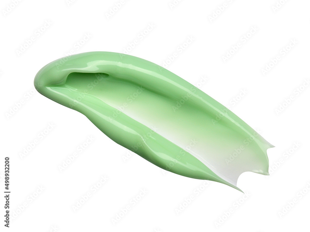 Pastel green cosmetic body lotion sample isolated on white background Pastel green cosmetic body lotion sample isolated on white background