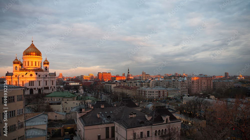 Sunset view of Moscow Cathedral of Christ the Saviour