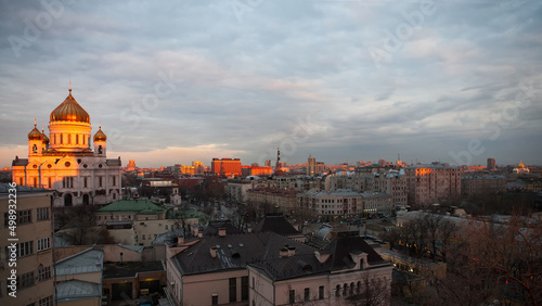 Sunset view of Moscow Cathedral of Christ the Saviour