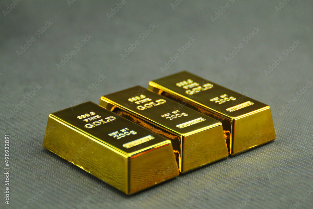 gold blocks weighing 200g in 3 pieces. gold concept gold blocks weighing 200g in 3 pieces. gold concept