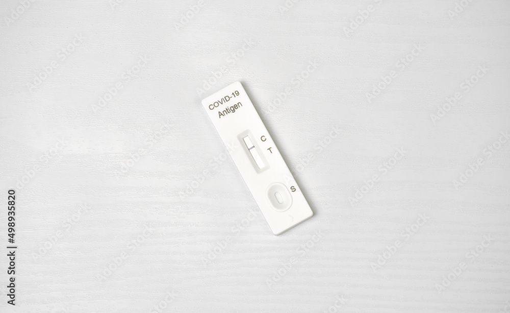 Covid-19 negative test result with SAR CoV-2 rapid antigen test kit (ATK) cassette on white color background Covid-19 negative test result with SAR CoV-2 rapid antigen test kit (ATK) cassette on white color background