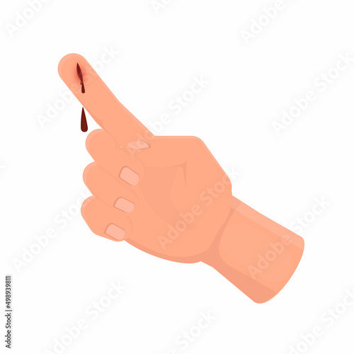 Blood from the finger. Wound on the arm, vector illustration