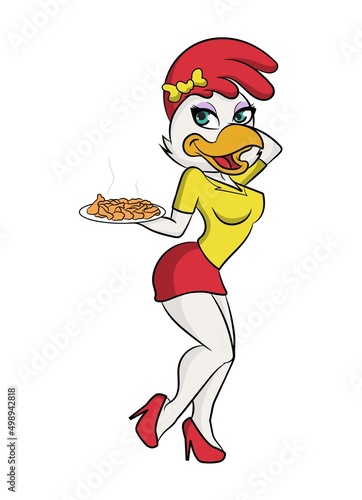 cartoon sexy chicken mascot fast food character