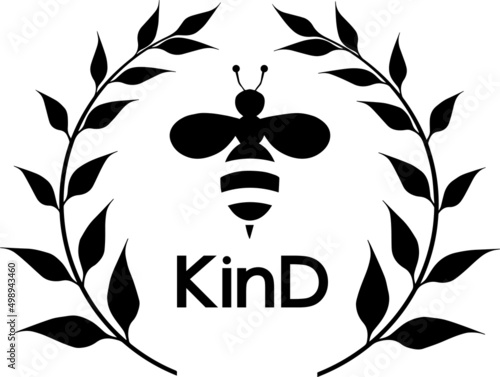 Black and white vector emblem be kind for print on clothes.