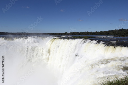Landscape scenic of Devil's Throat, extreme natural landmark in the Iguazu Falls National Park in Misiones, Argentina, South America.