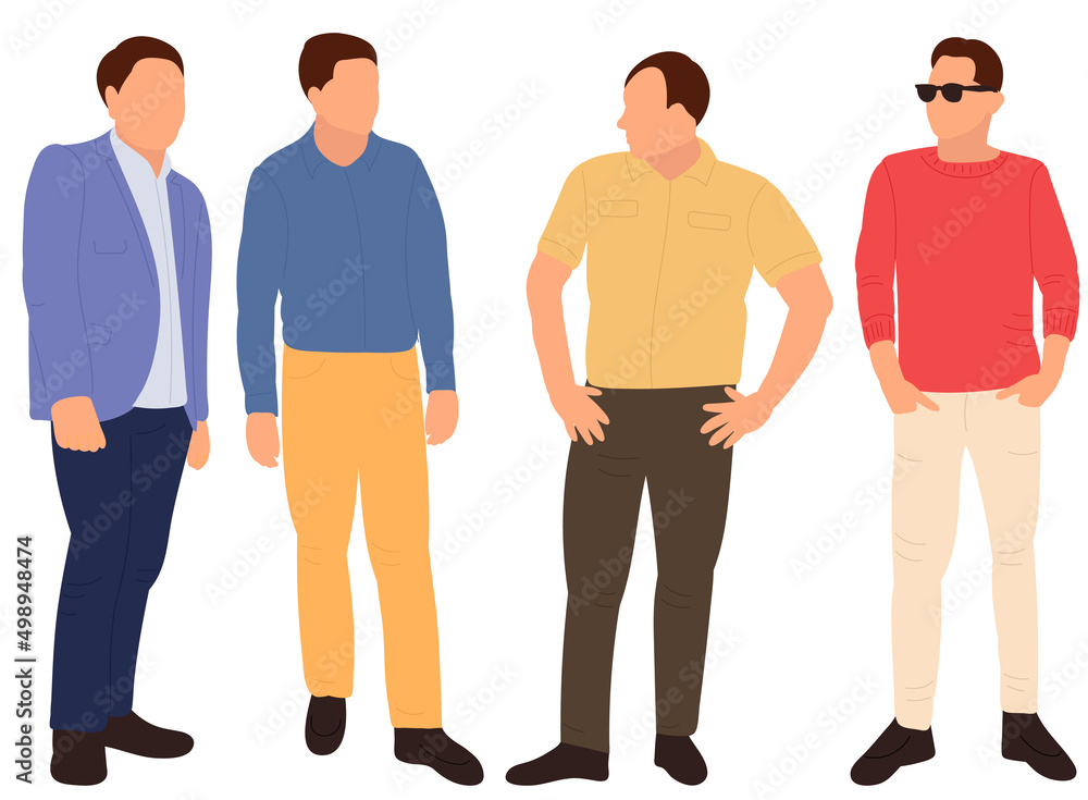 Obraz premium standing men flat design, isolated, vector