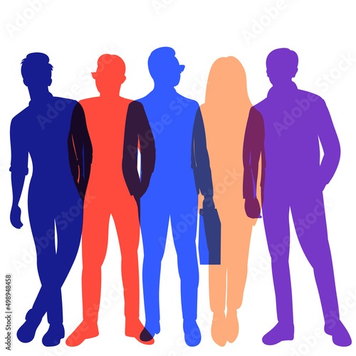 people multicolored silhouette  isolated on white background