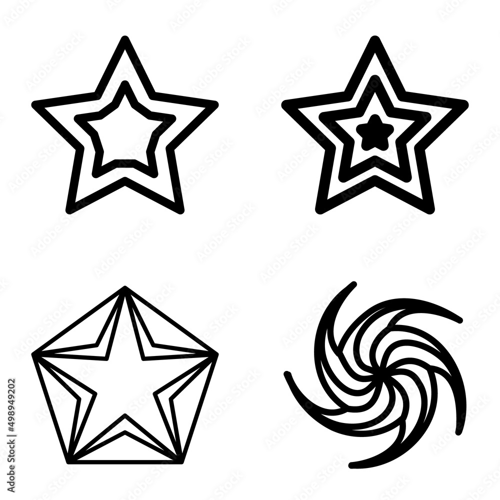 Stars1-2starfall Flat Icon Set Isolated On White Background Stars1-2starfall Flat Icon Set Isolated On White Background