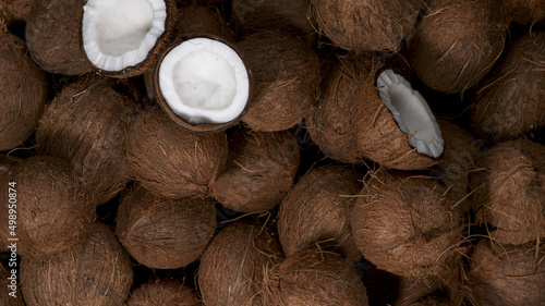 Cracked coconuts falling, f...