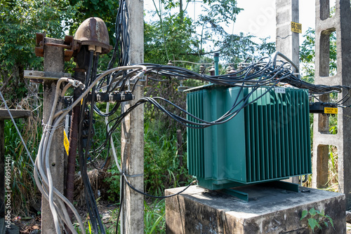 electricity asia point with old wires photo