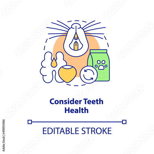 Consider teeth health concept icon. Take care of small mammal pet abstract idea thin line illustration. Rodent dental care. Isolated outline drawing. Editable stroke. Arial, Myriad Pro-Bold fonts used