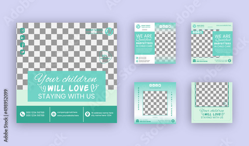 Instagram posts collection for baby care at home concept stories template